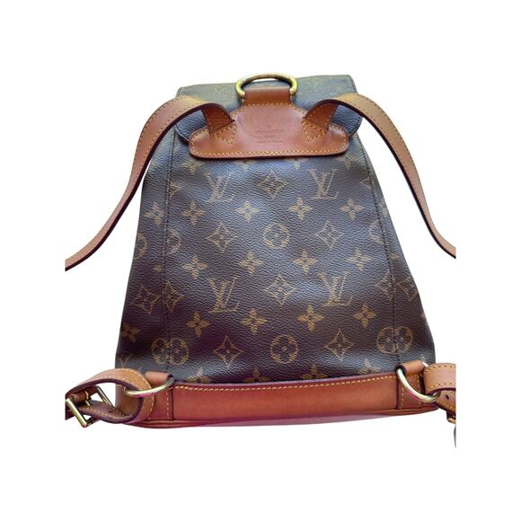 Vintage Louis Vuitton Montsouris MM Monogram Backpack Brown Leather Trim - Picture 3 of 14